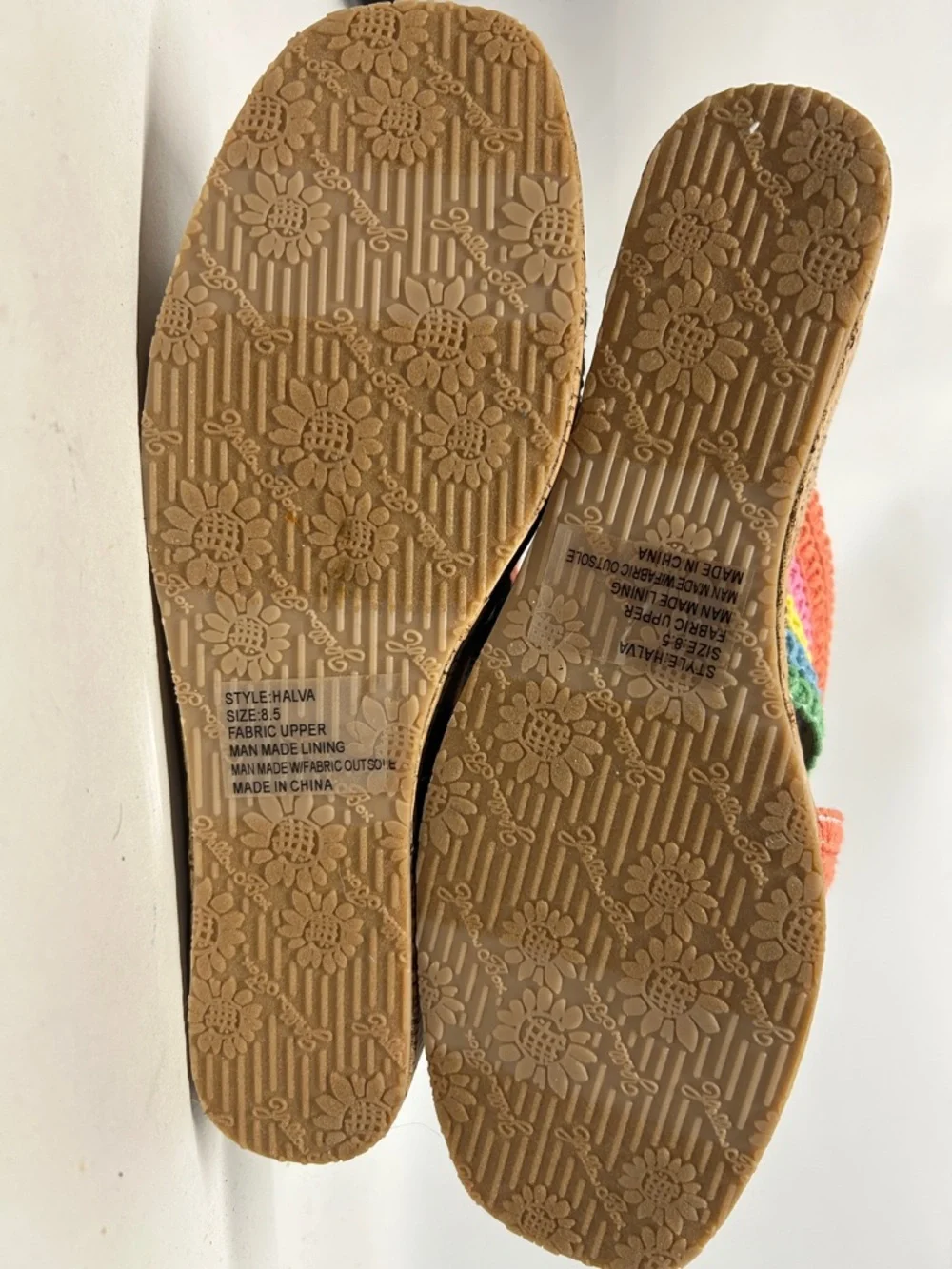 Wedge Slide Sandals in Multicolor Stripe yellow box size 8.5 new without tags - Picture 8 of 8